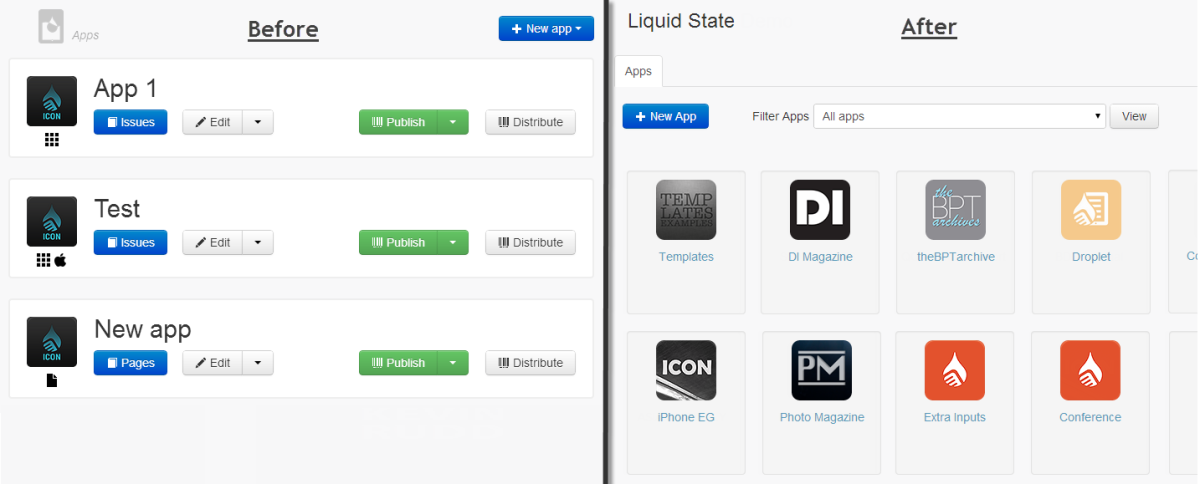 Liquid State UI: Before and after
